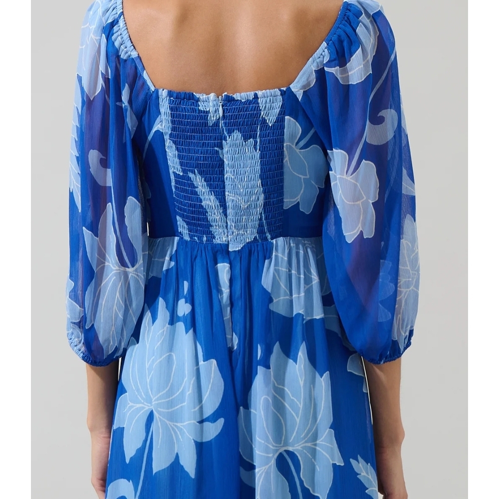 Blue Floral Women's Dress - Picture 2 of 3